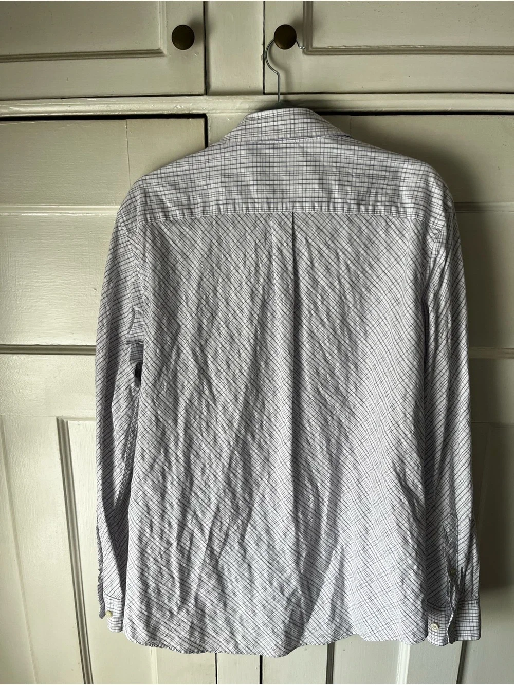 Banana Republic - White & Gray Plaid Dress Shirt - Men’s Size L